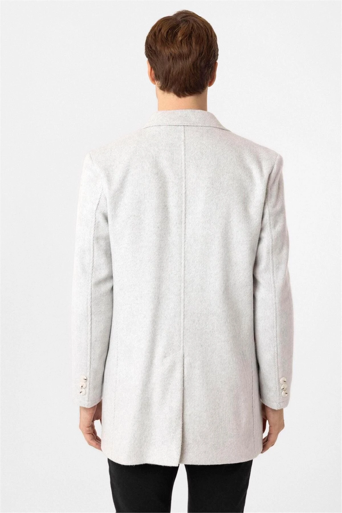 Gri Slim Desenli Mono Yaka Kaban