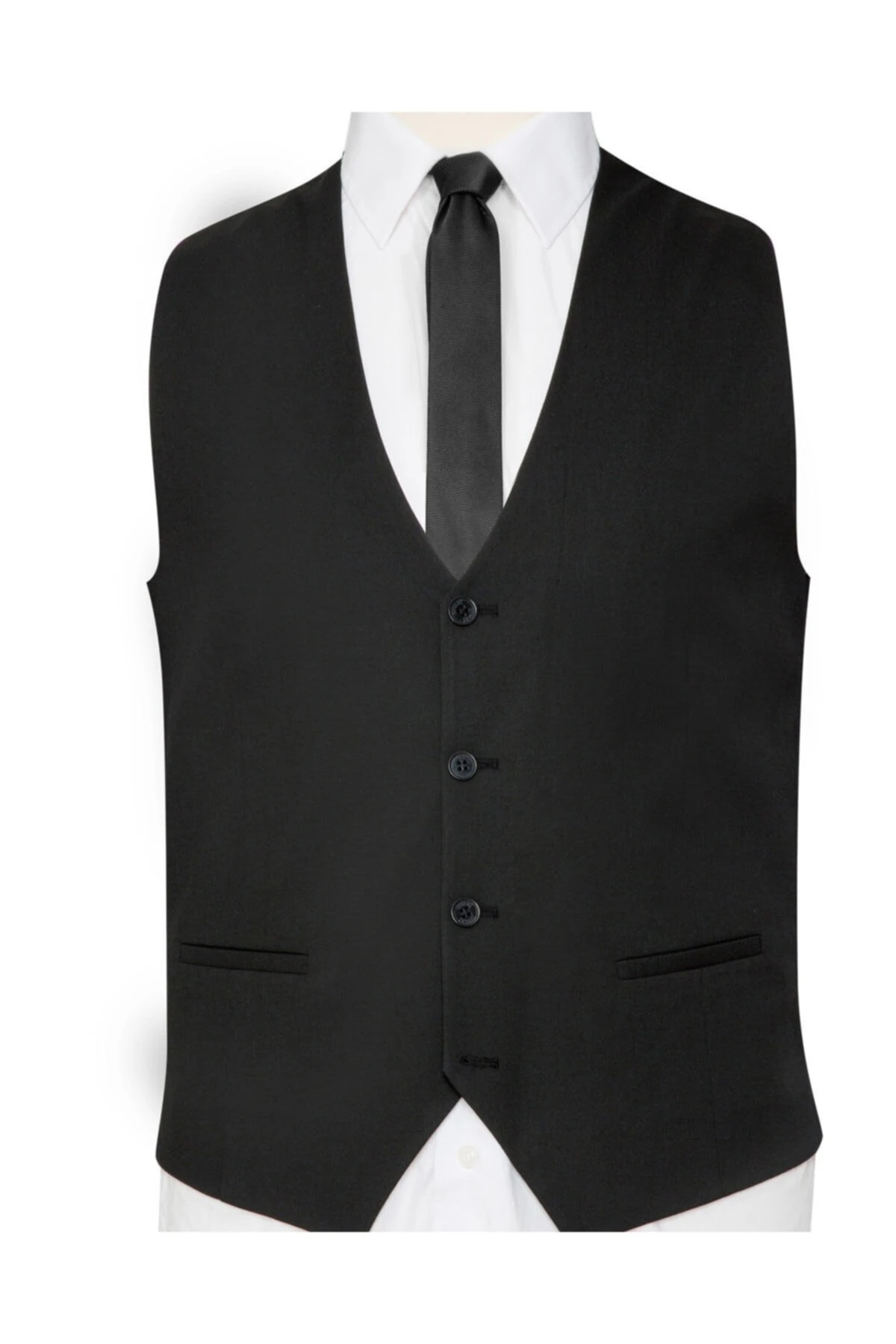 Slim Fit Tek Yelek Siyah