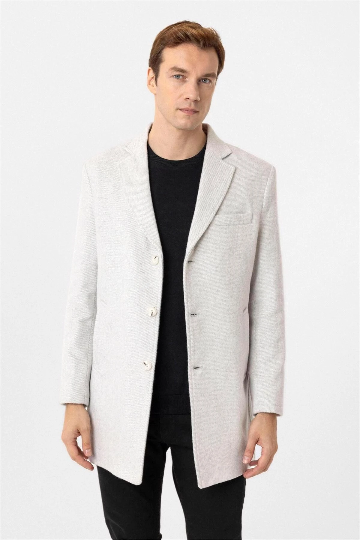 Gri Slim Desenli Mono Yaka Kaban