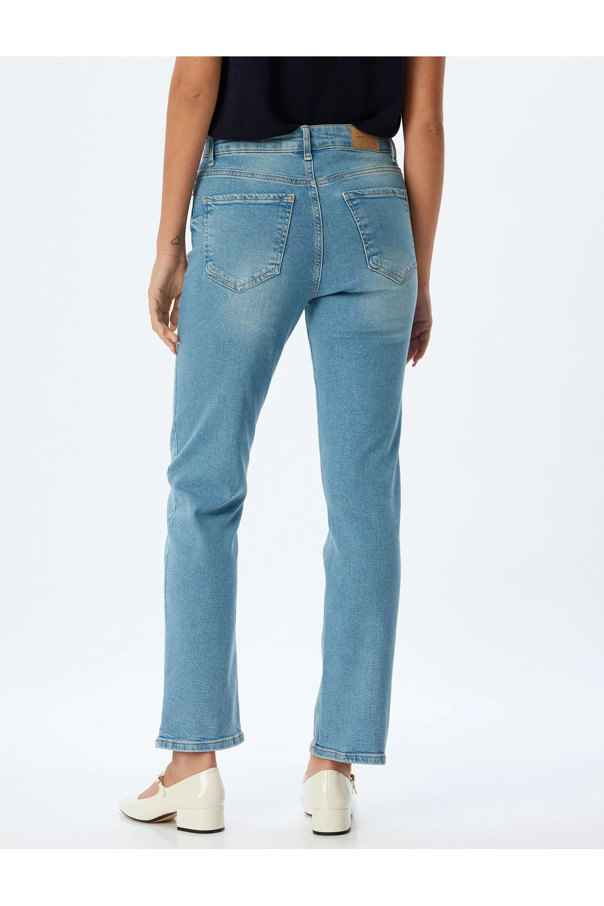 Slim Fit Kot Pantolon Düz Paça Normal Bel Düğmeli Cepli Pamuklu - Slim Straight Fit Jeans