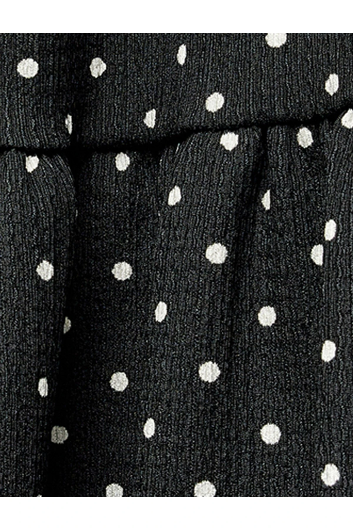 Yüksek Bel Volanlı Katlı Puantiyeli Midi Etek Bürümcük