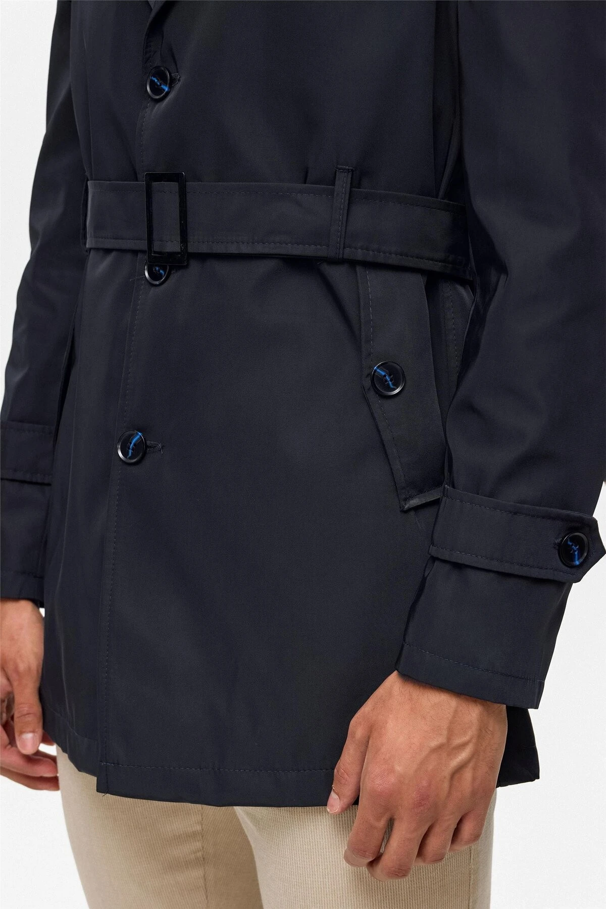 Lacivert Slim Düz Mont