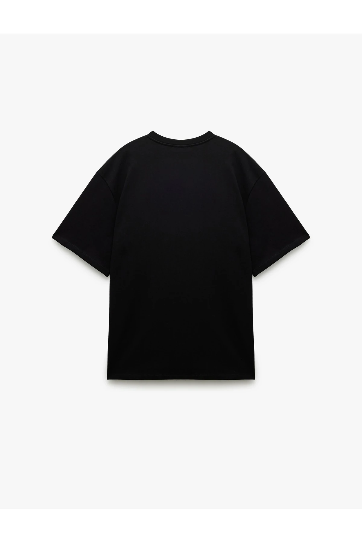 Pamuklu Kısa Kollu Bisiklet Yaka Basic Oversize Tişört