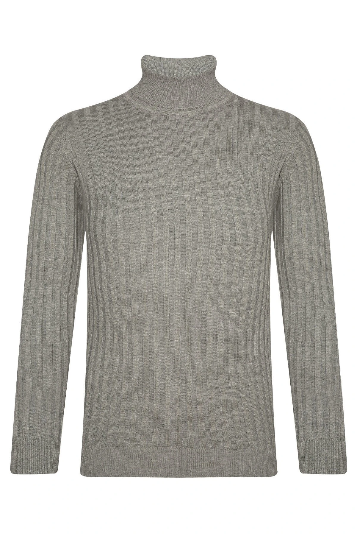 Desenli Balıkçı Yaka Siyah Erkek Triko Kazak