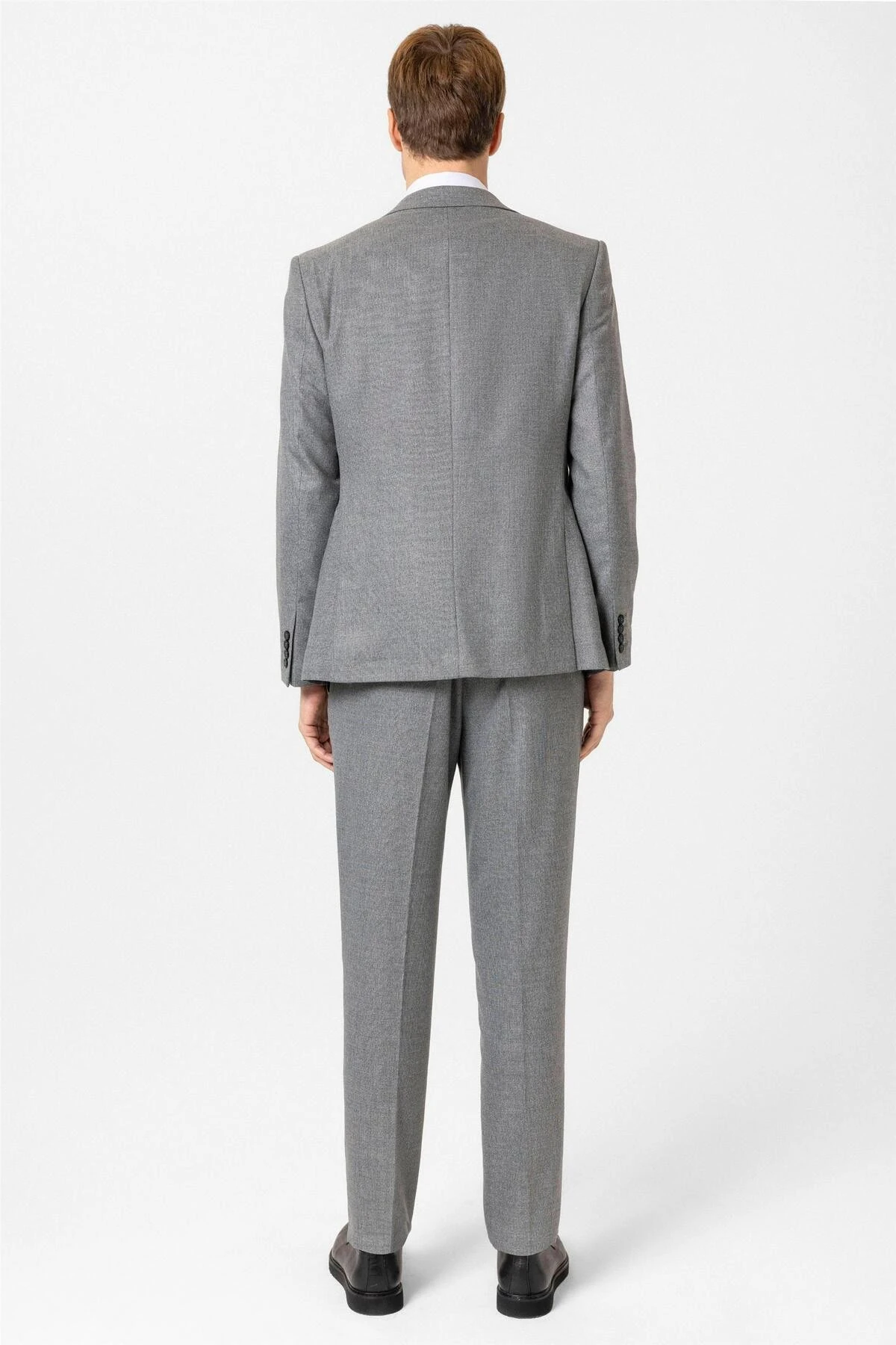 Antrasit Slim Fit Desenli Mono Yaka 6 Drop Yelekli Klasik Takım Elbise