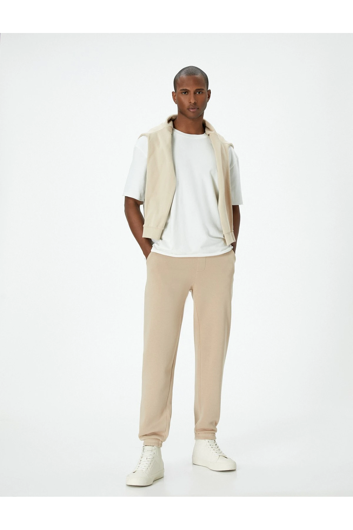 Beli Bağcıklı Cep Detaylı Şardonlu Jogger Kışlık Eşofman Altı