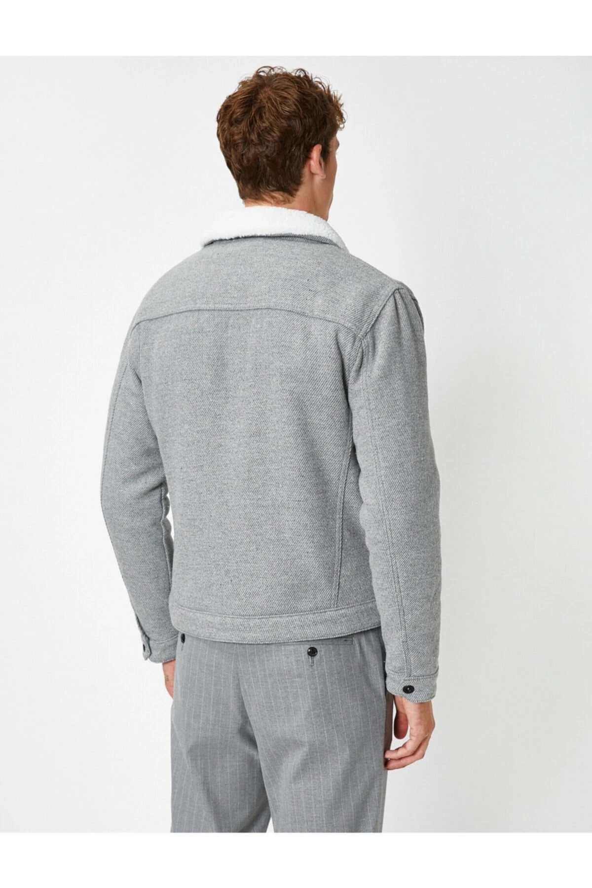 Suni Kürk Detaylı Fermuarlı Cepli Ceket