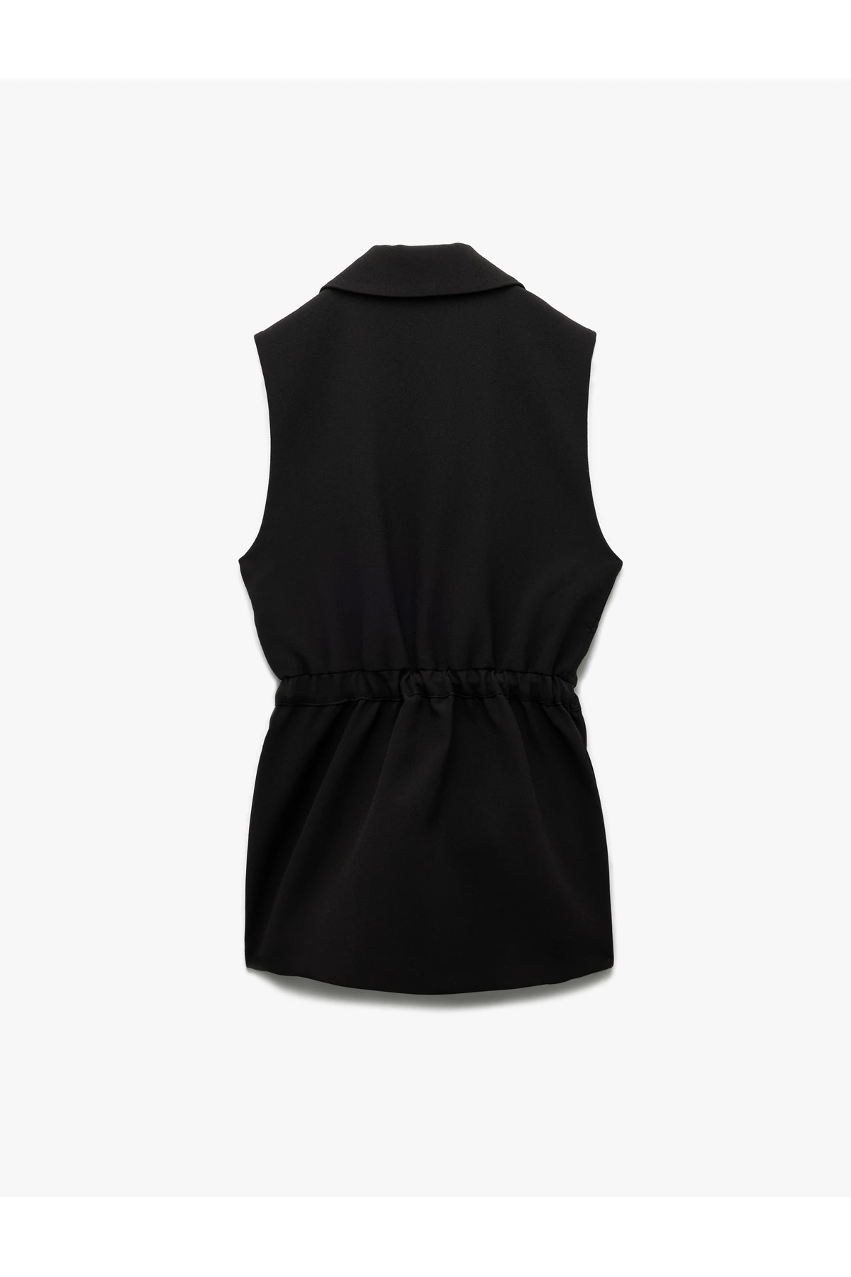 Astarlı Kruvaze Kolsuz Kemerli Uzun Yelek