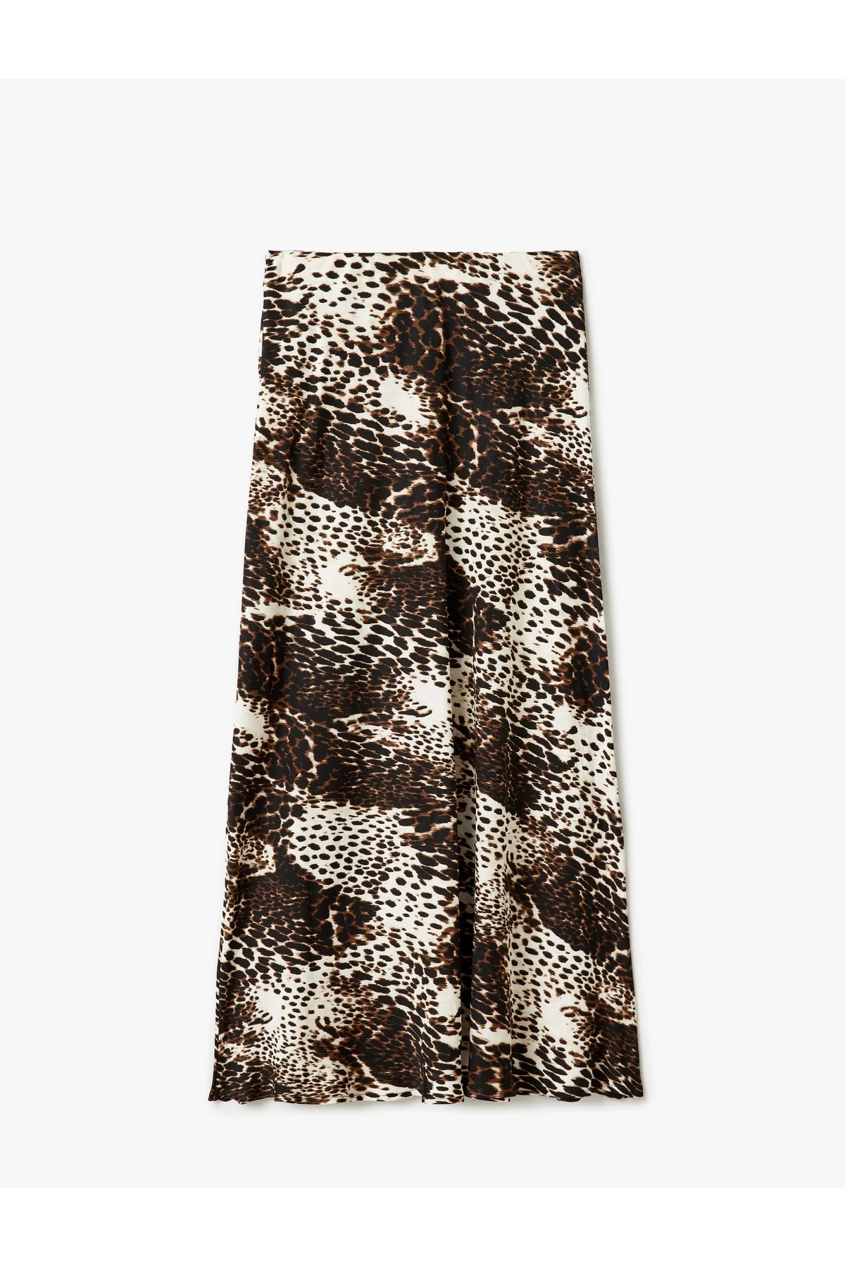 Standart Bel Leopar Desenli Uzun Kloş Saten Etek