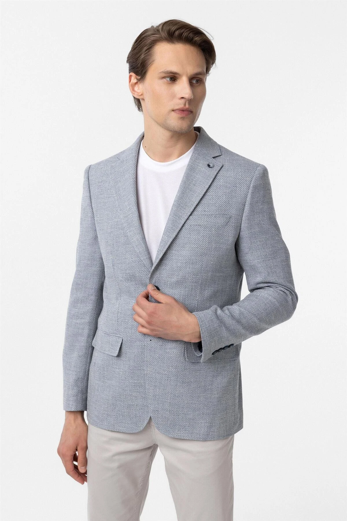 Mavi Slim Fit Düz Mono Yaka 6 Drop Ceket