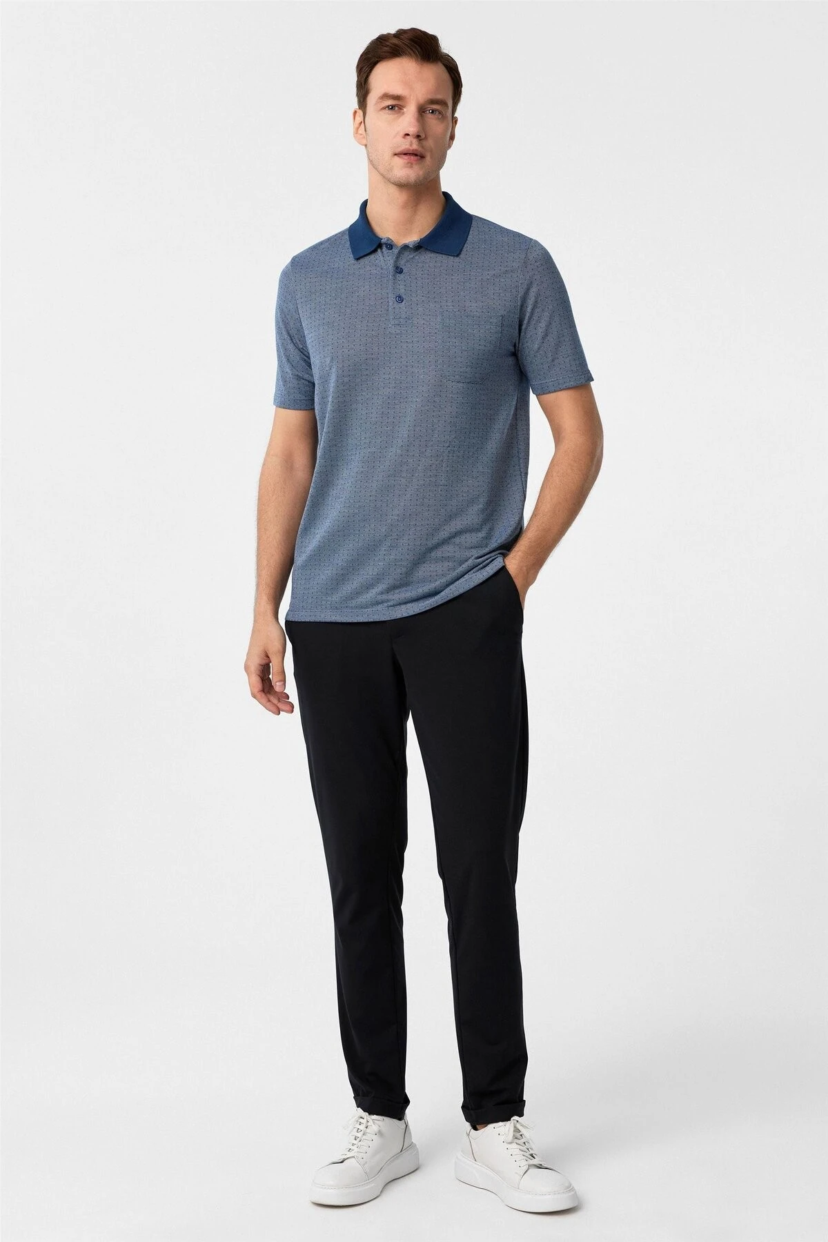 Gri Regular Armürlü Polo Yaka Tişört