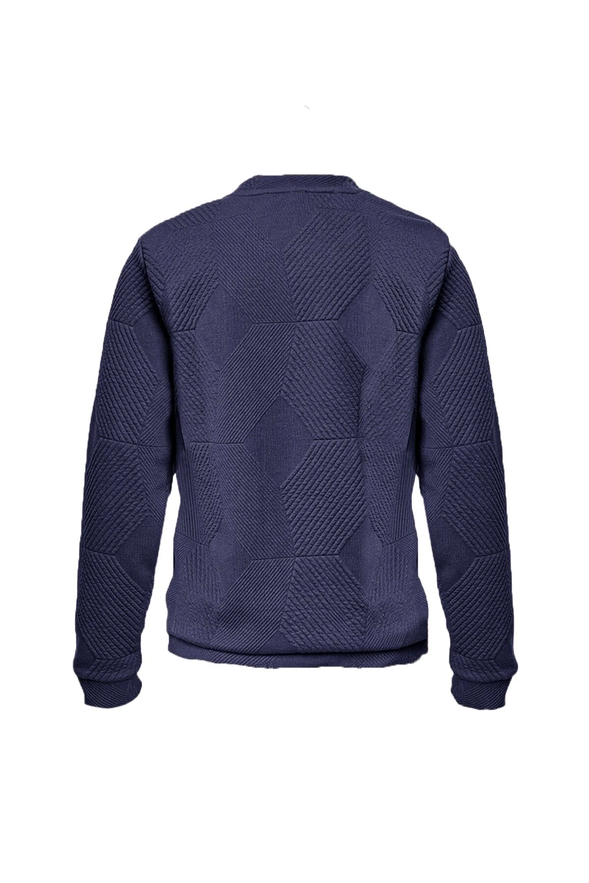 Süvari Bol Kesim O Yaka Kapitone Etnik Desenli Beyaz Sweatshirt