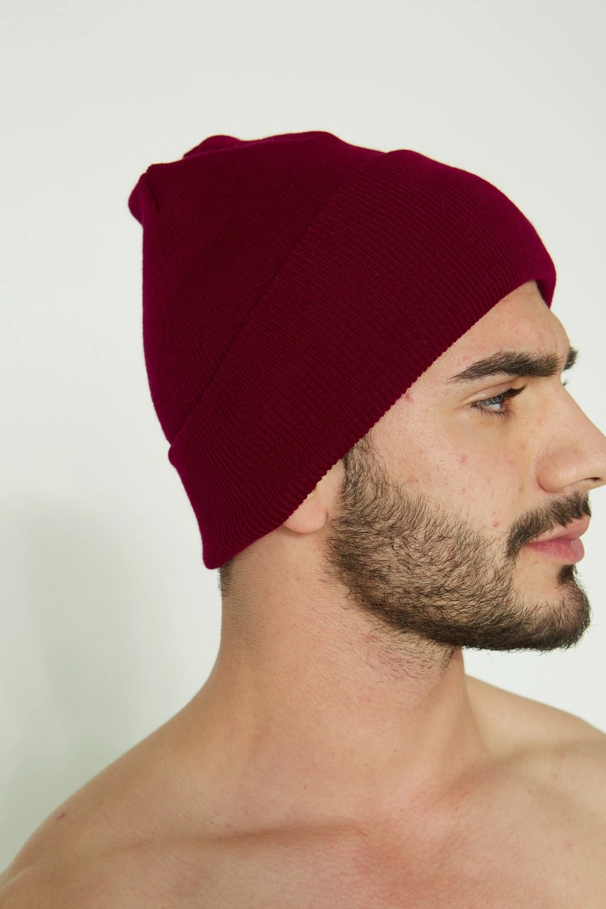 Unisex Bordo Katlamalı Bere