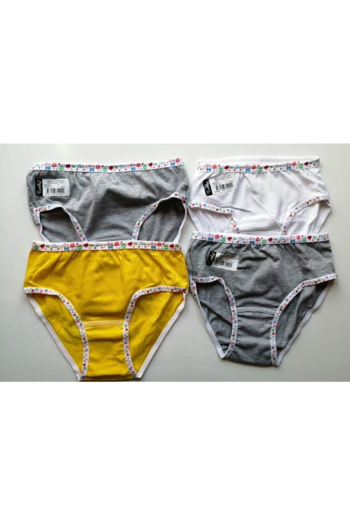 Kız Sarı Çocuk Arkası Baskılı Külot 3 lü