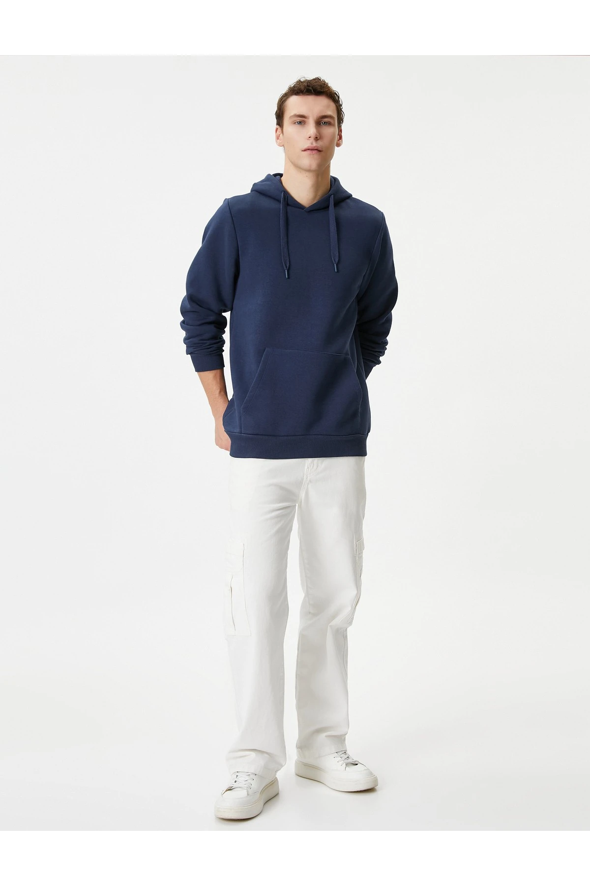 Kapşonlu Sweatshirt Kanguru Cep Detaylı Uzun Kollu Şardonlu