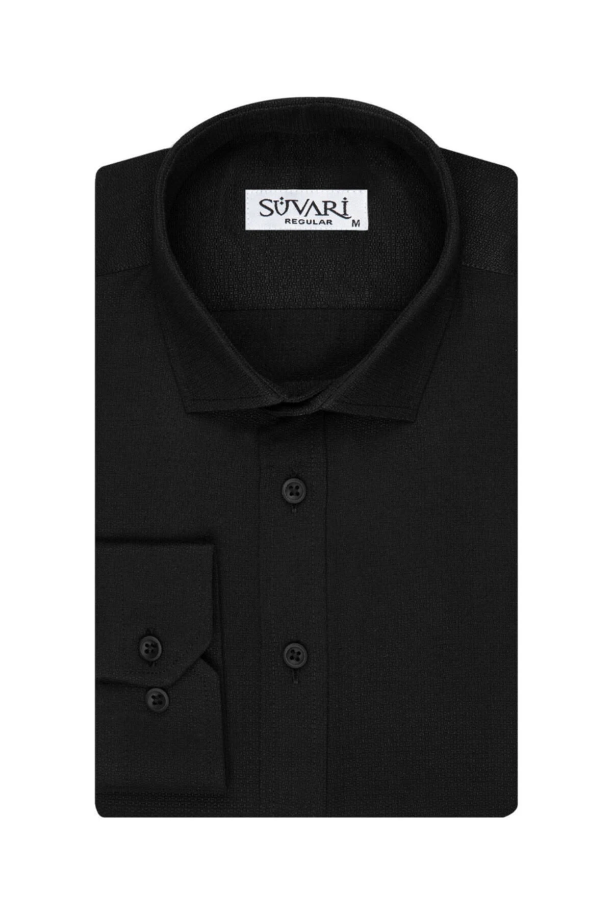 Armür Desenli Siyah Erkek Gömlek