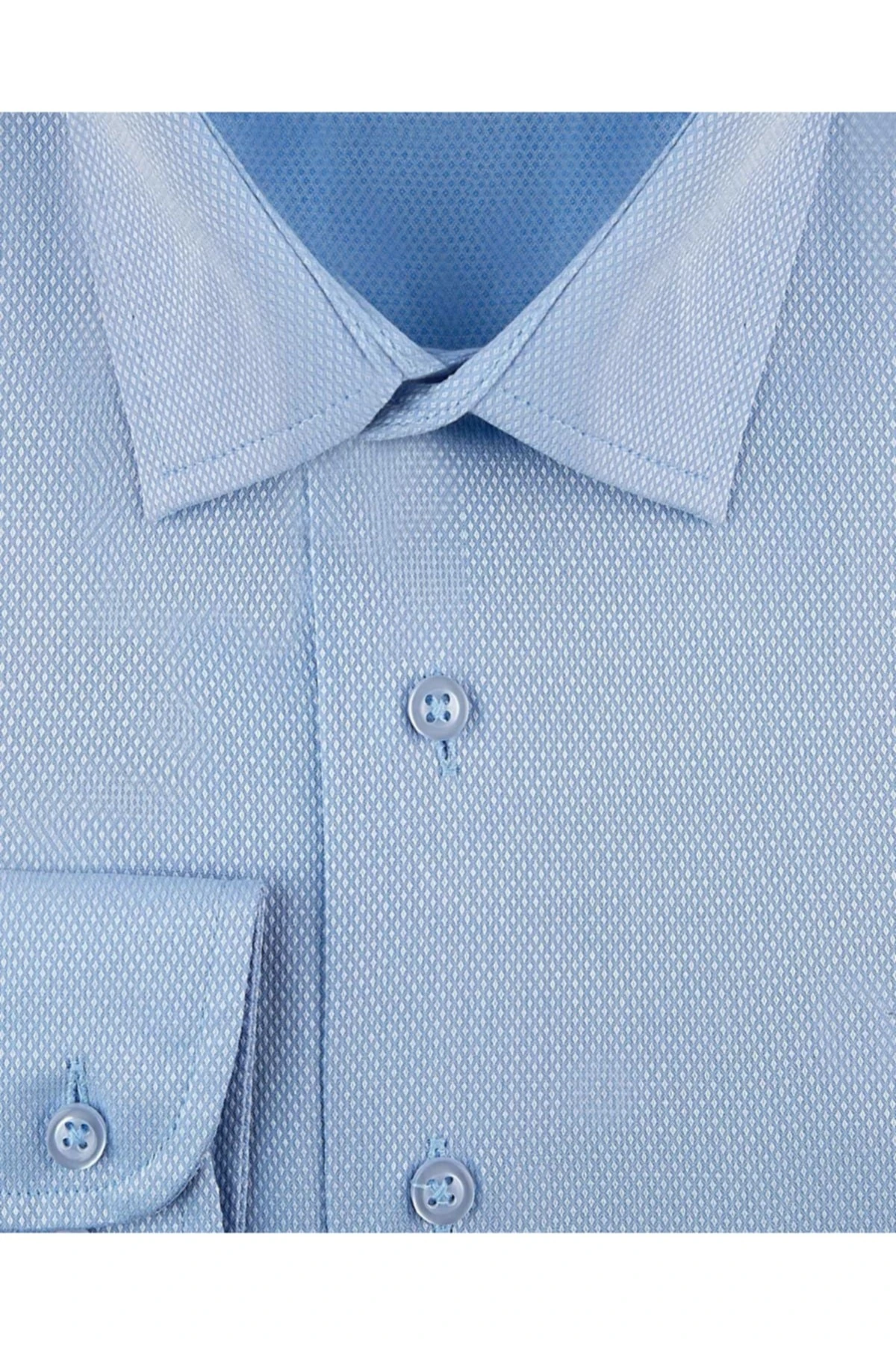 Rahat Kalıp Armür Desenli Cepli Beyaz Erkek Gömlek