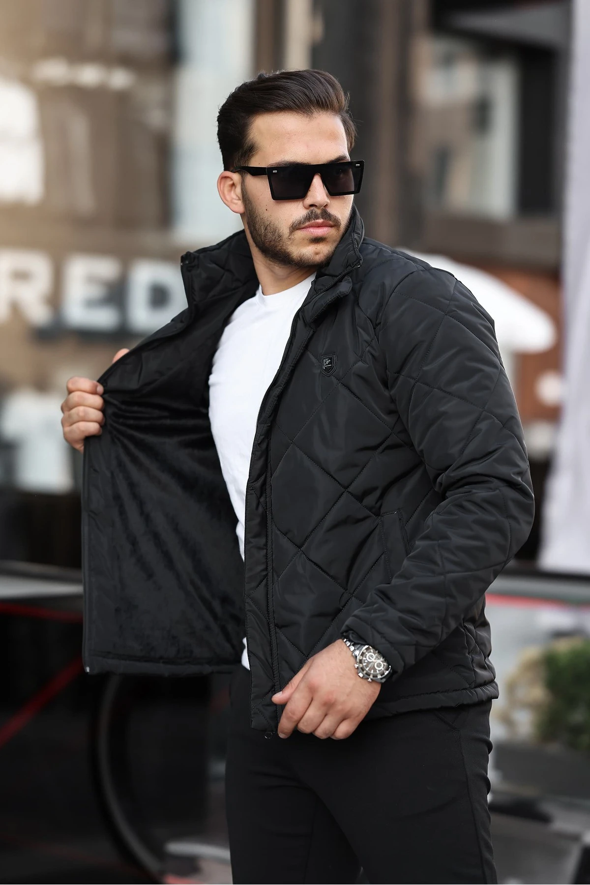 BLUESMODA HAKİM YAKA KAPİTONE GİZLİ KAPÜŞON İÇİ PELUŞ MONT