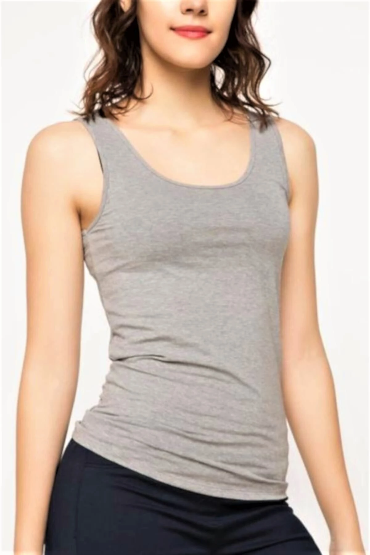 Geniş Askılı Ribana Bayan Gri 6'lı Paket Atlet