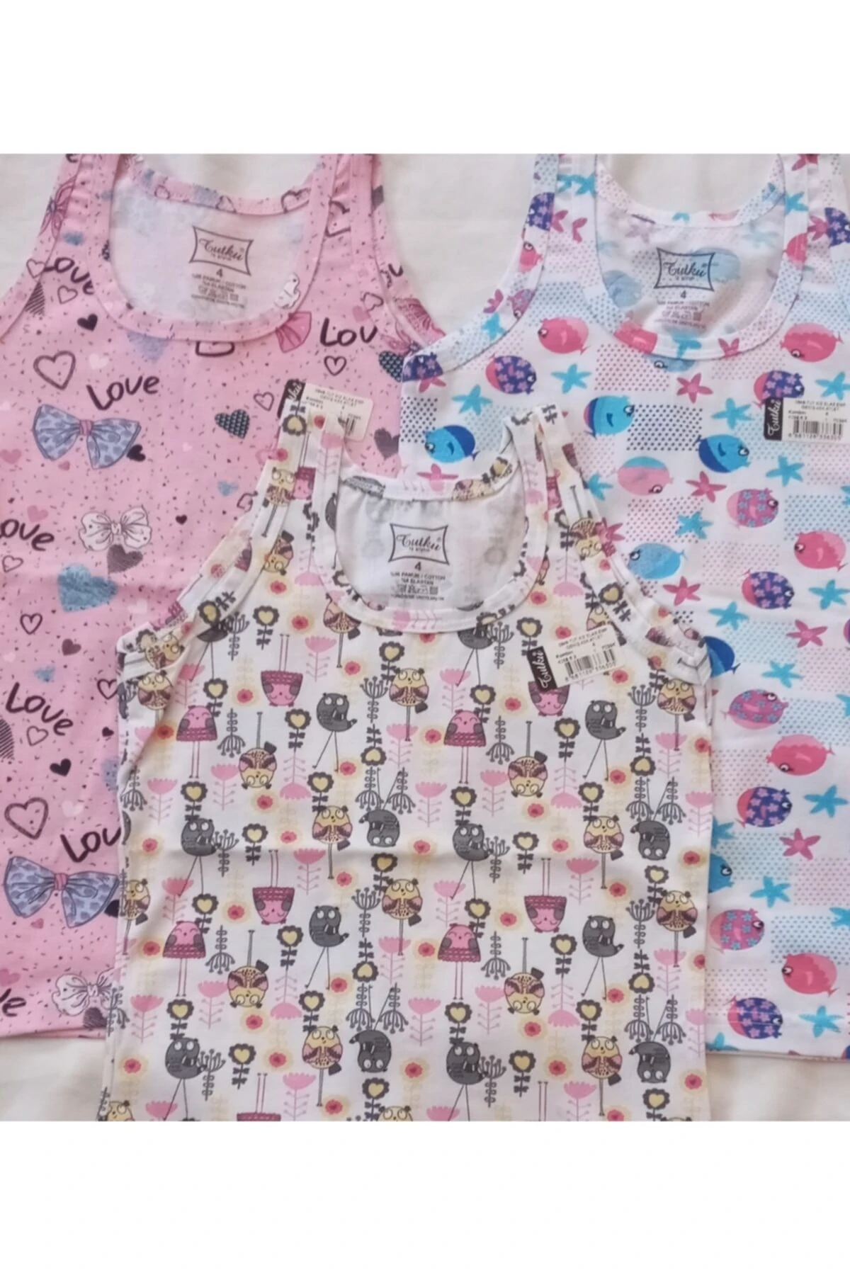 3'lü Paket Kız Çocuk Atlet