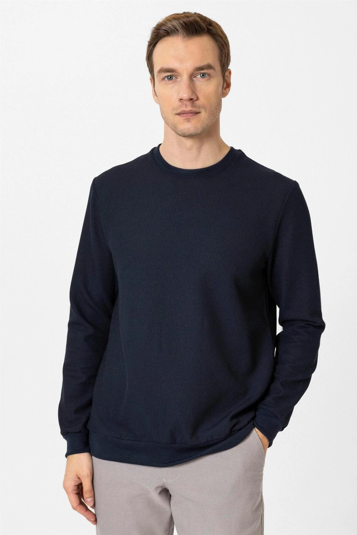 Siyah Regular Armürlü Bisiklet Yaka Triko