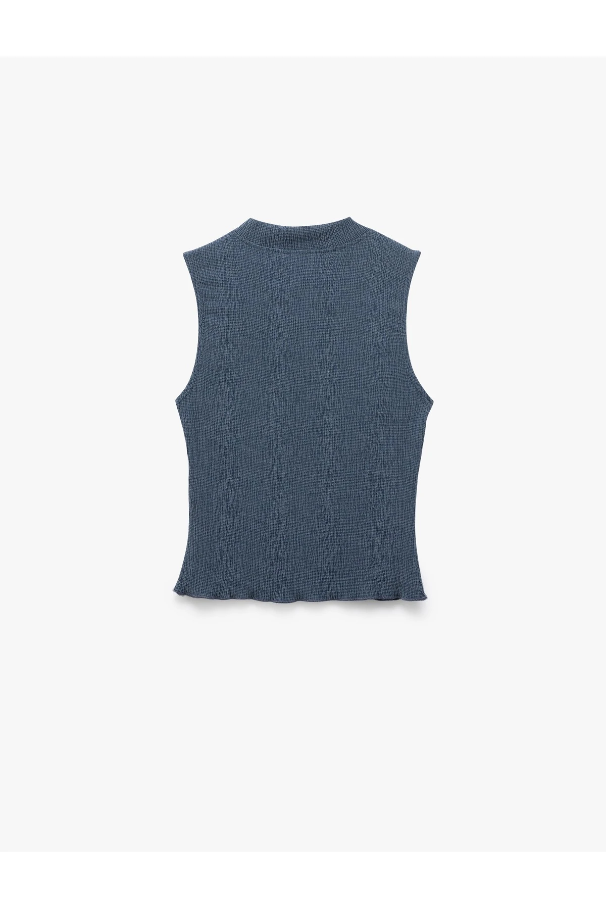 Slim Fit Bisiklet Yaka Kolsuz Bürümcük Crop Üst Bürümcük