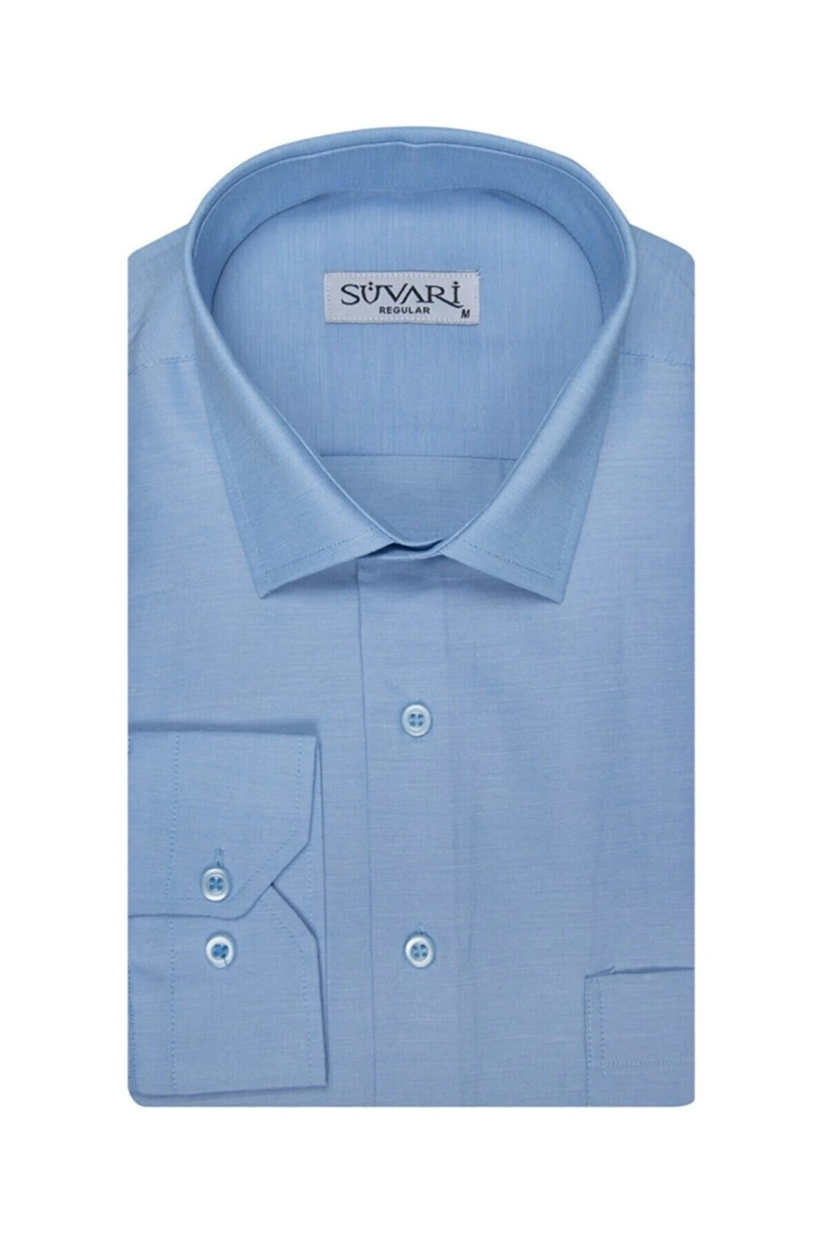 Süvari Flafil Açık Mavi Bol Kesim Erkek Gömlek