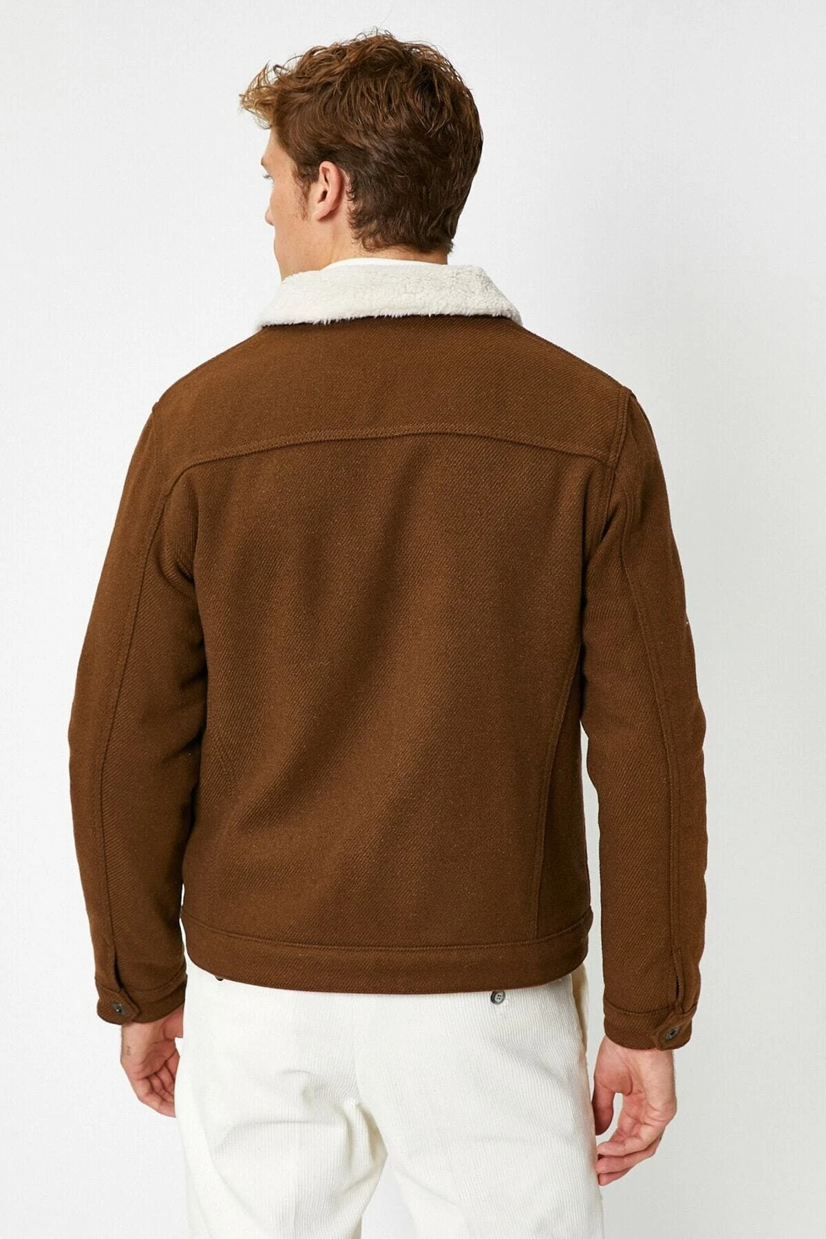 Suni Kürk Detaylı Fermuarlı Cepli Ceket