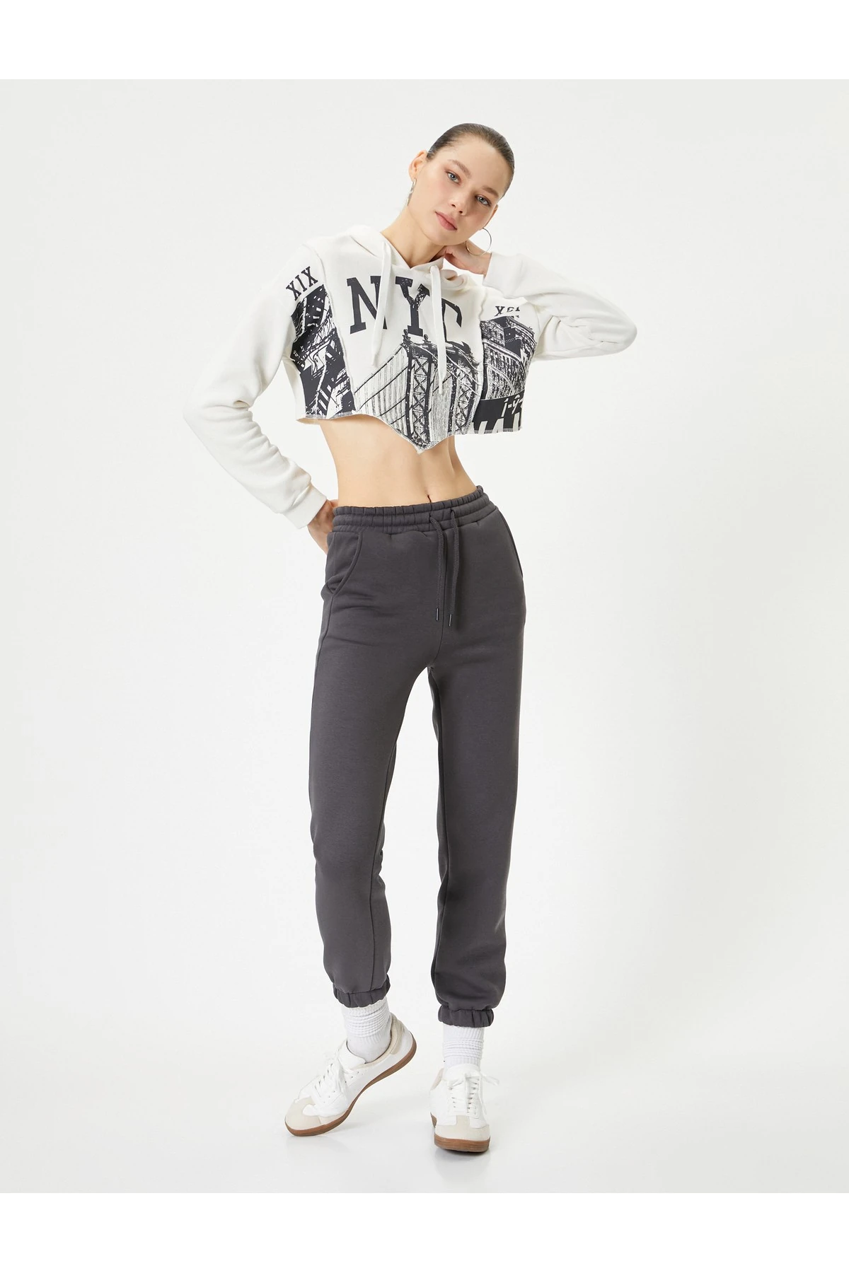 Şardonlu Jogger Eşofman Altı Beli Bağlamalı Cepli