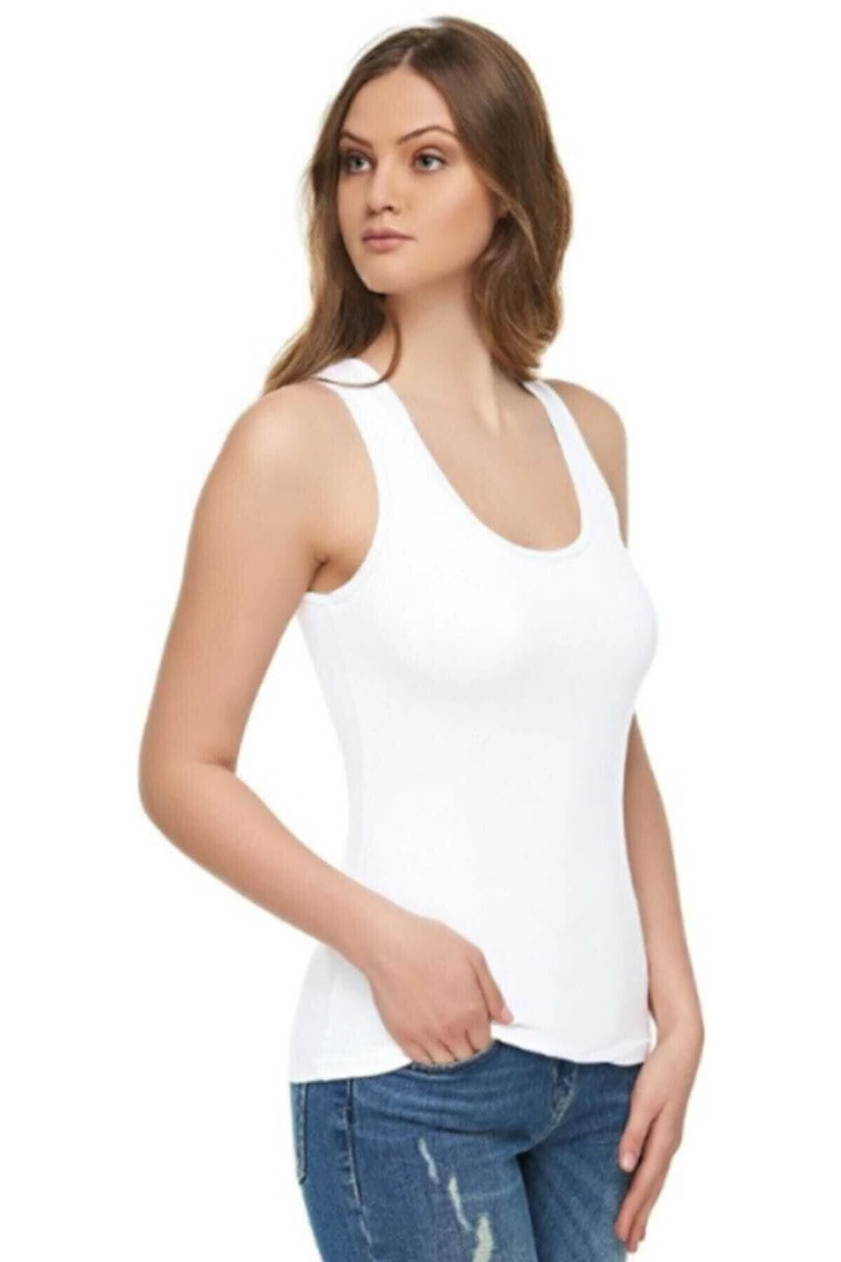 Kadın Siyah Modal Elastan Likralı Pamuklu Geniş Askılı Atlet