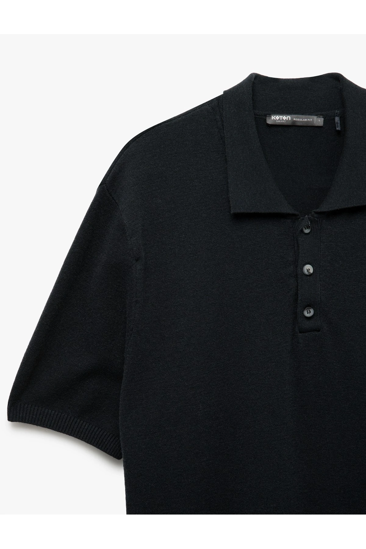 Düğmeli Polo Yaka Viskon Karışımlı Kısa Kollu Triko Kazak