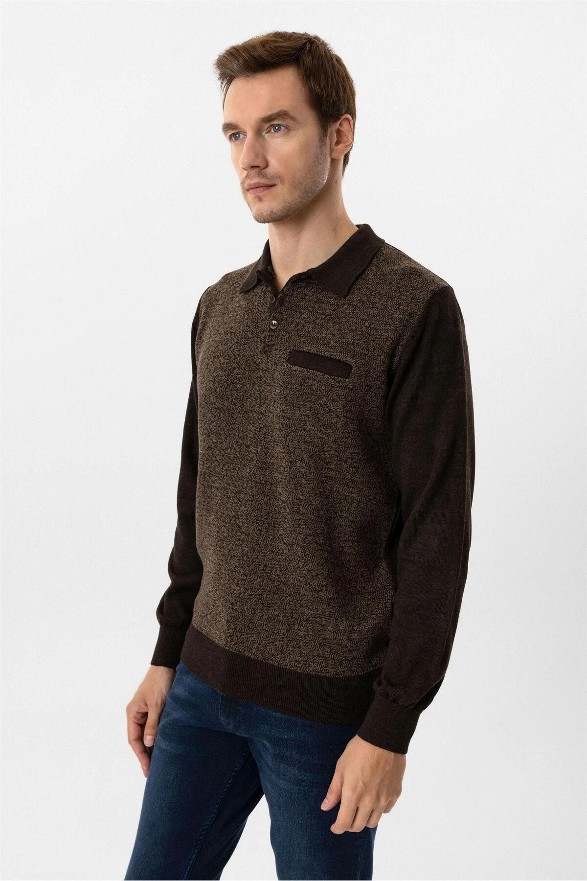 Antrasit Regular Armürlü Polo Yaka Triko