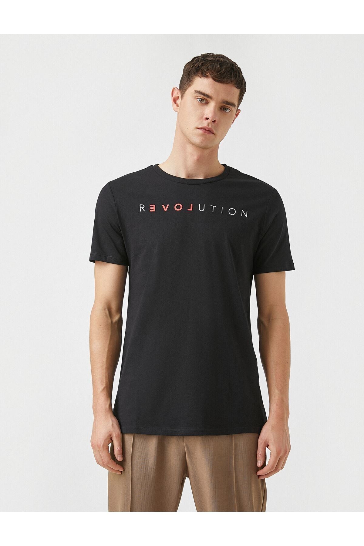 2yam11263dk Erkek T-shirt Siyah