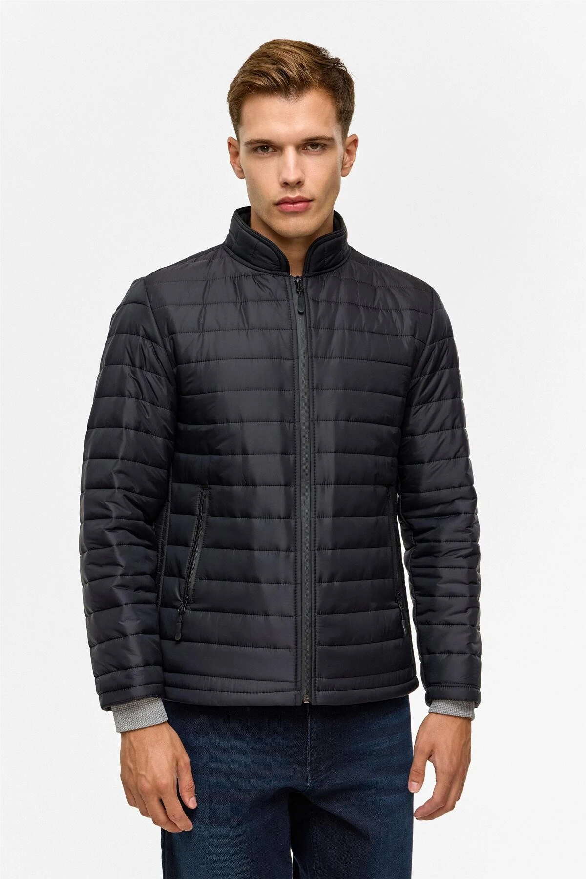 Siyah Slim Kapitone Mont