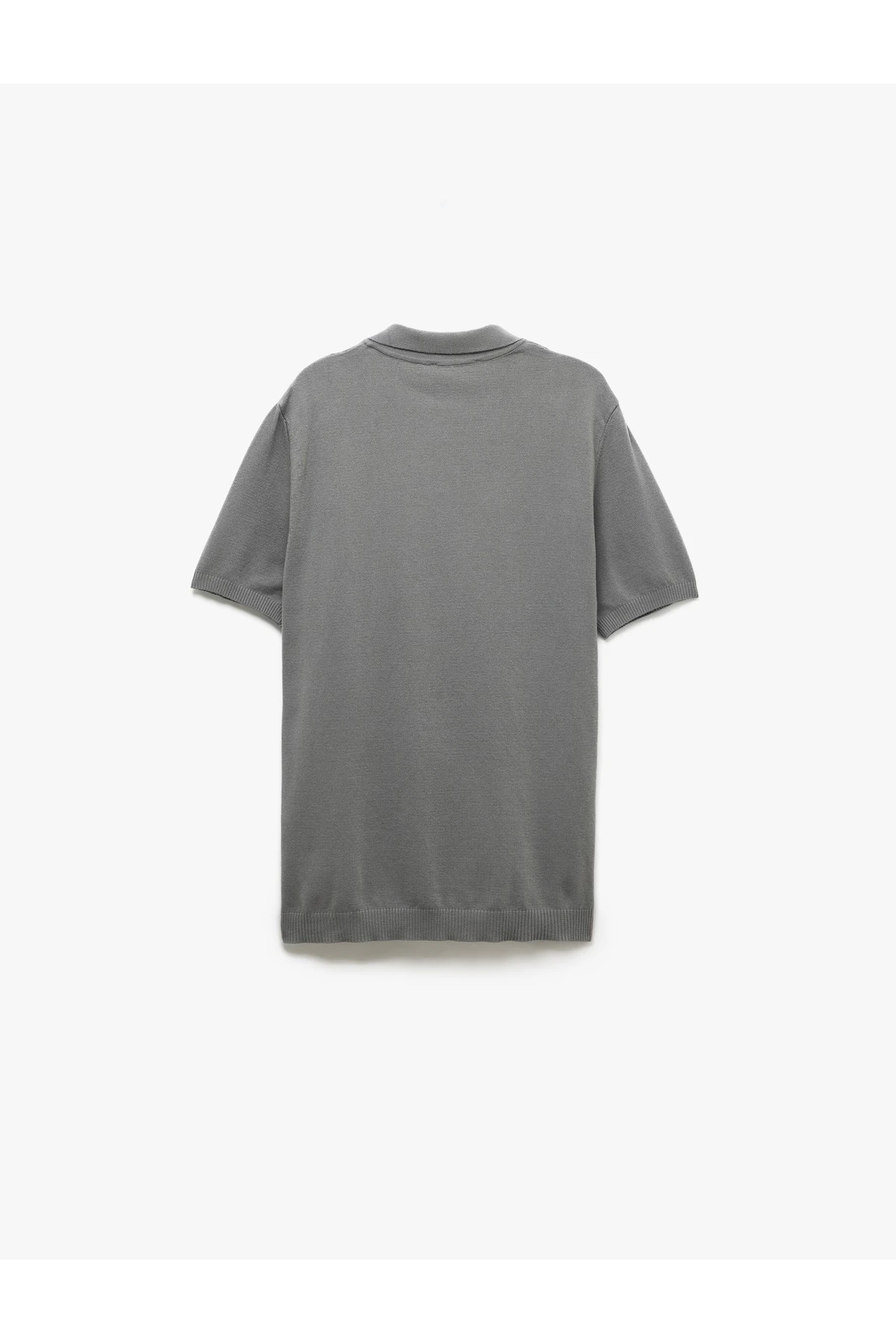 Düğmeli Polo Yaka Viskon Karışımlı Kısa Kollu Triko Kazak