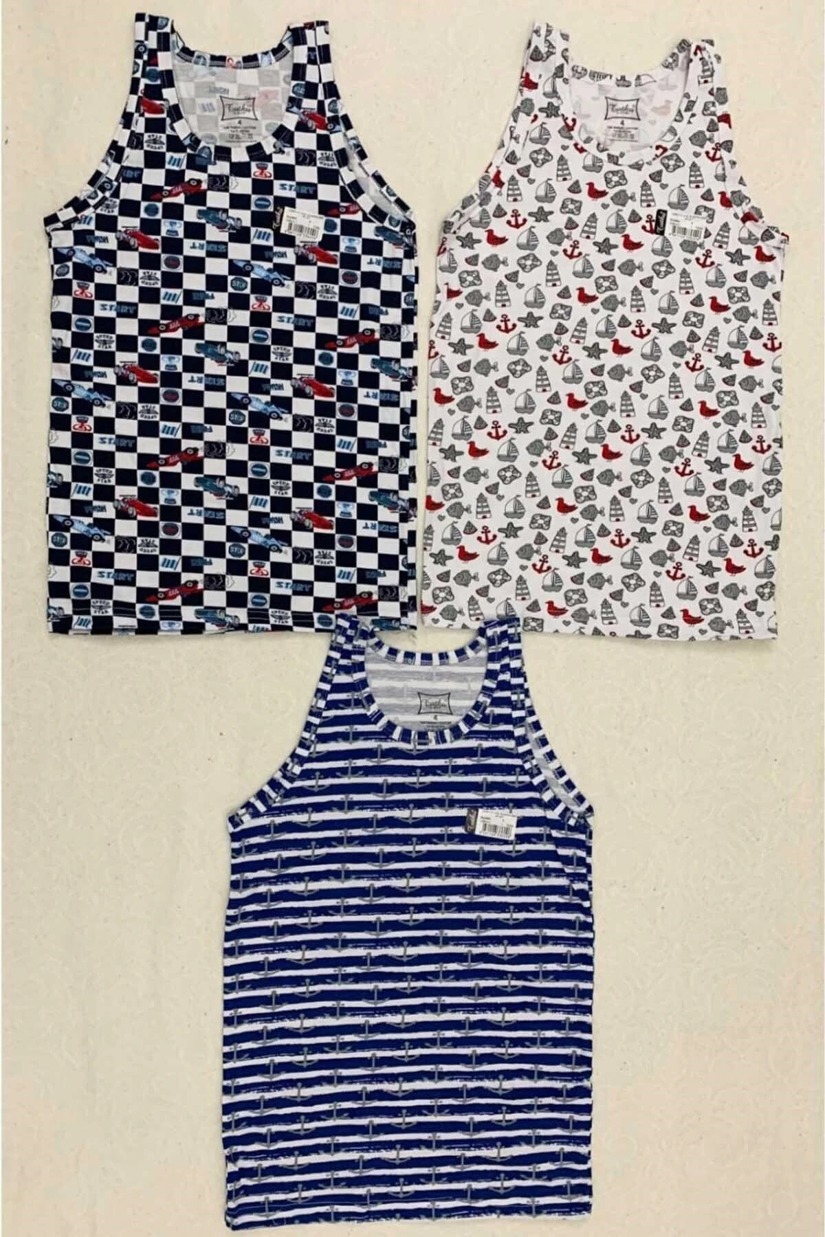 Tutku Erkek Çocuk Desenli Atlet 4-lü Paket Karışık Renk