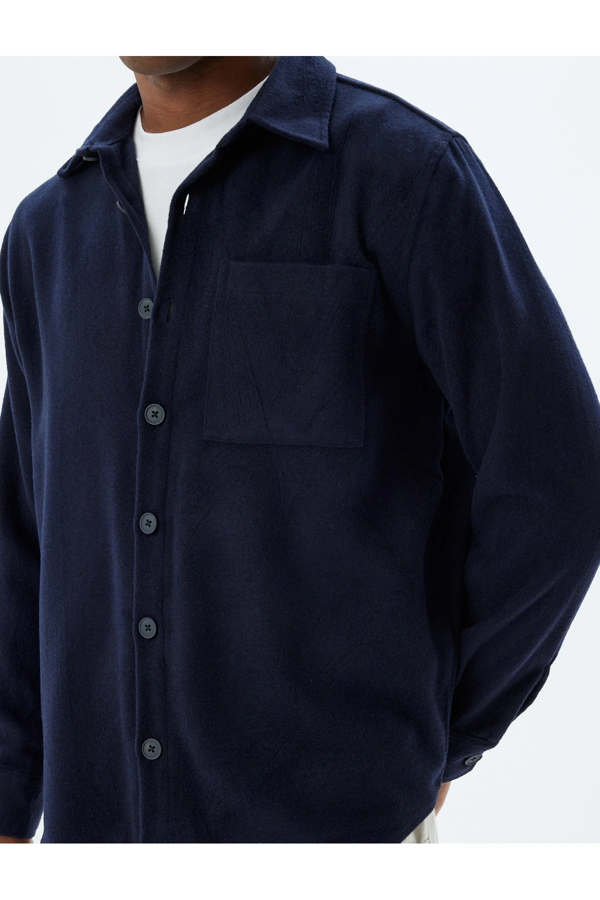 Uzun Kollu Gömlek Cep Detaylı Pamuk Karışımlı Regular Fit