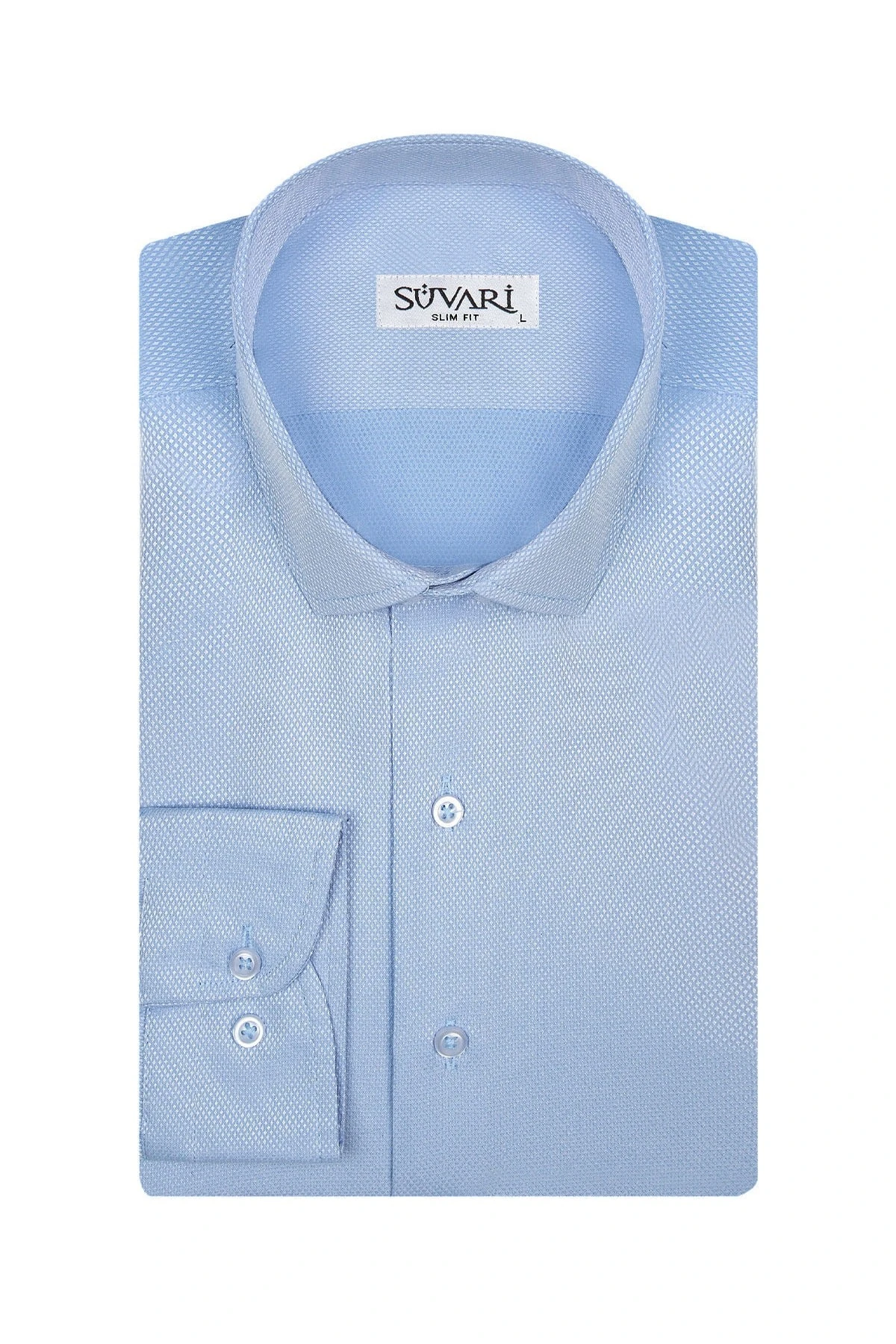 Slim Fit Armür Desenli Siyah Erkek Gömlek