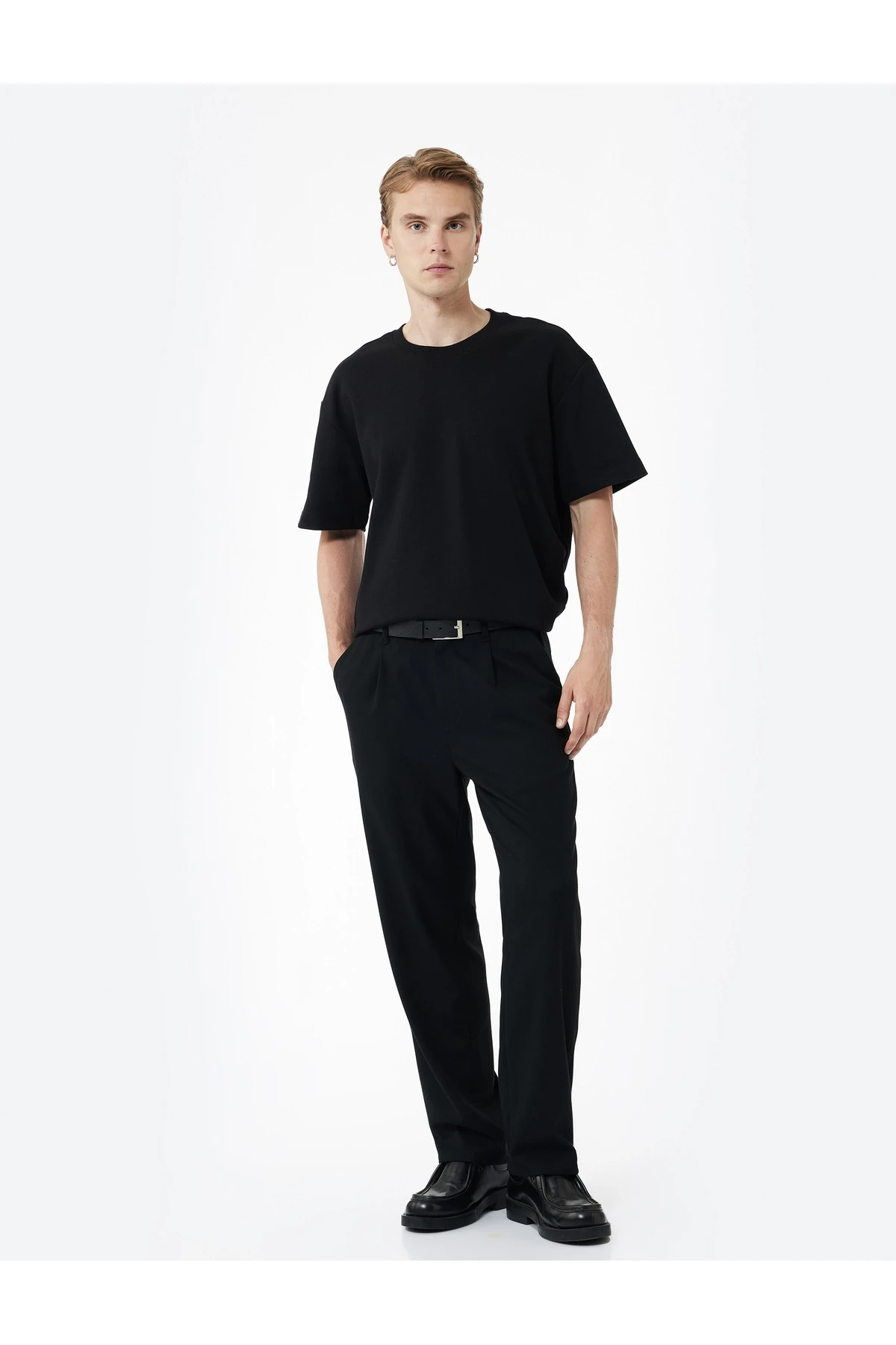 Pamuklu Kısa Kollu Pike Tok Kumaş Bisiklet Yaka Basic Oversize Tişört