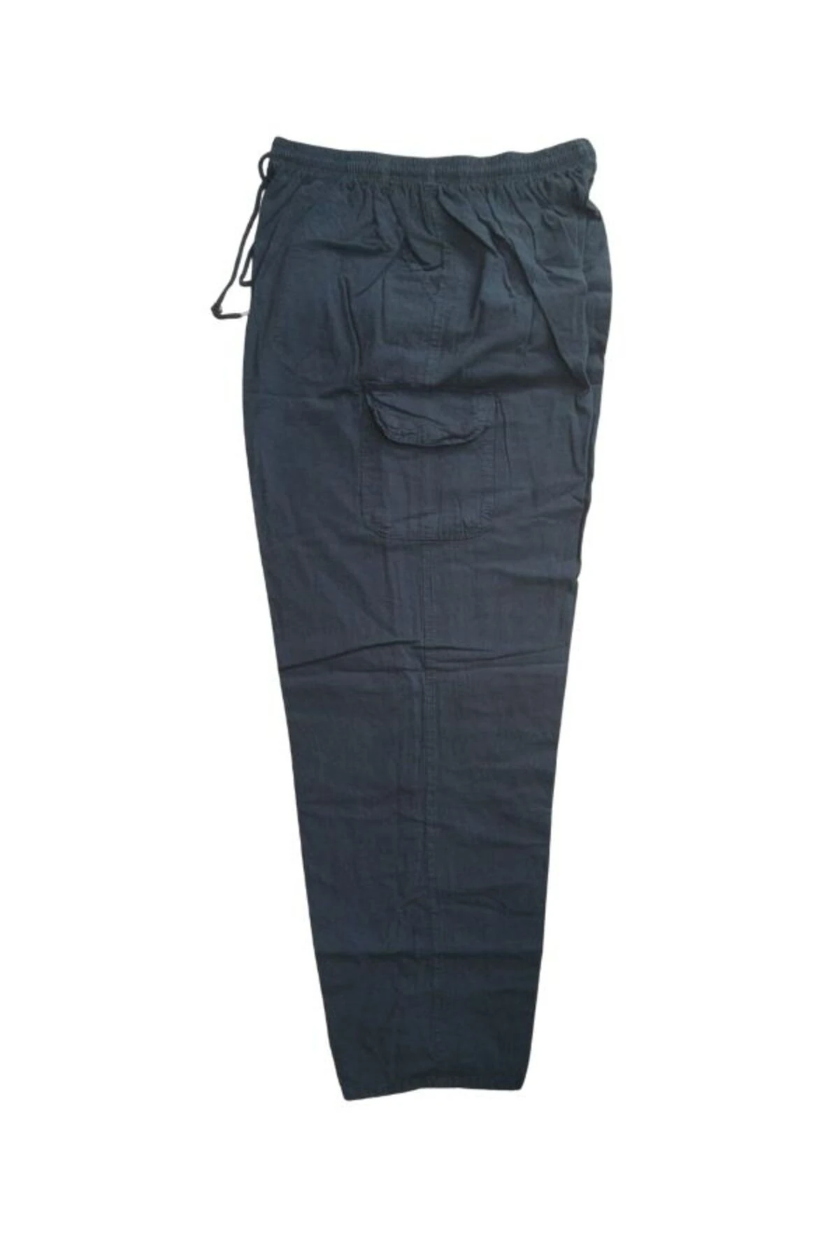 %100 Keten Süper Battal Pantolon 6XL-7XL-8XL | Bel Lastikli, Yandan Cepli Rahat Kesim