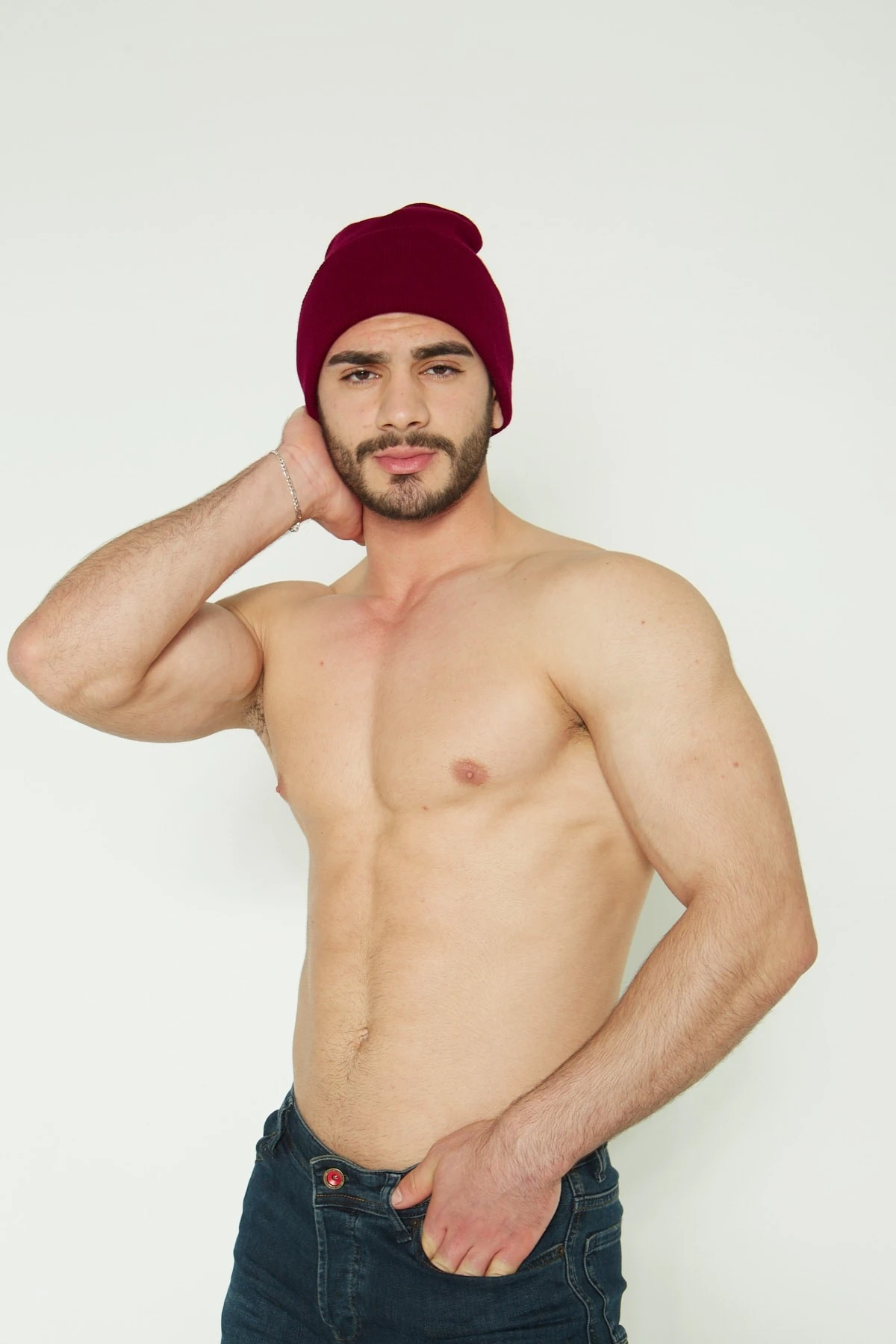 Unisex Bordo Katlamalı Bere