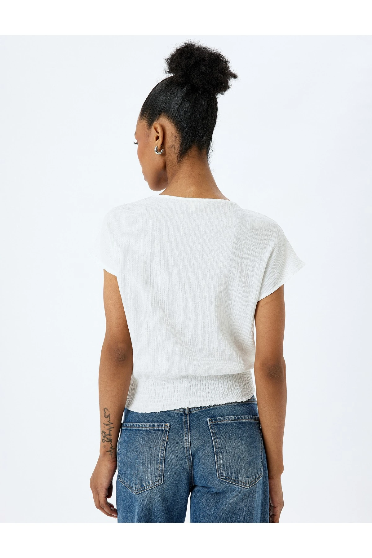 Gipeli Kısa Kollu Bisiklet Yaka Bluz