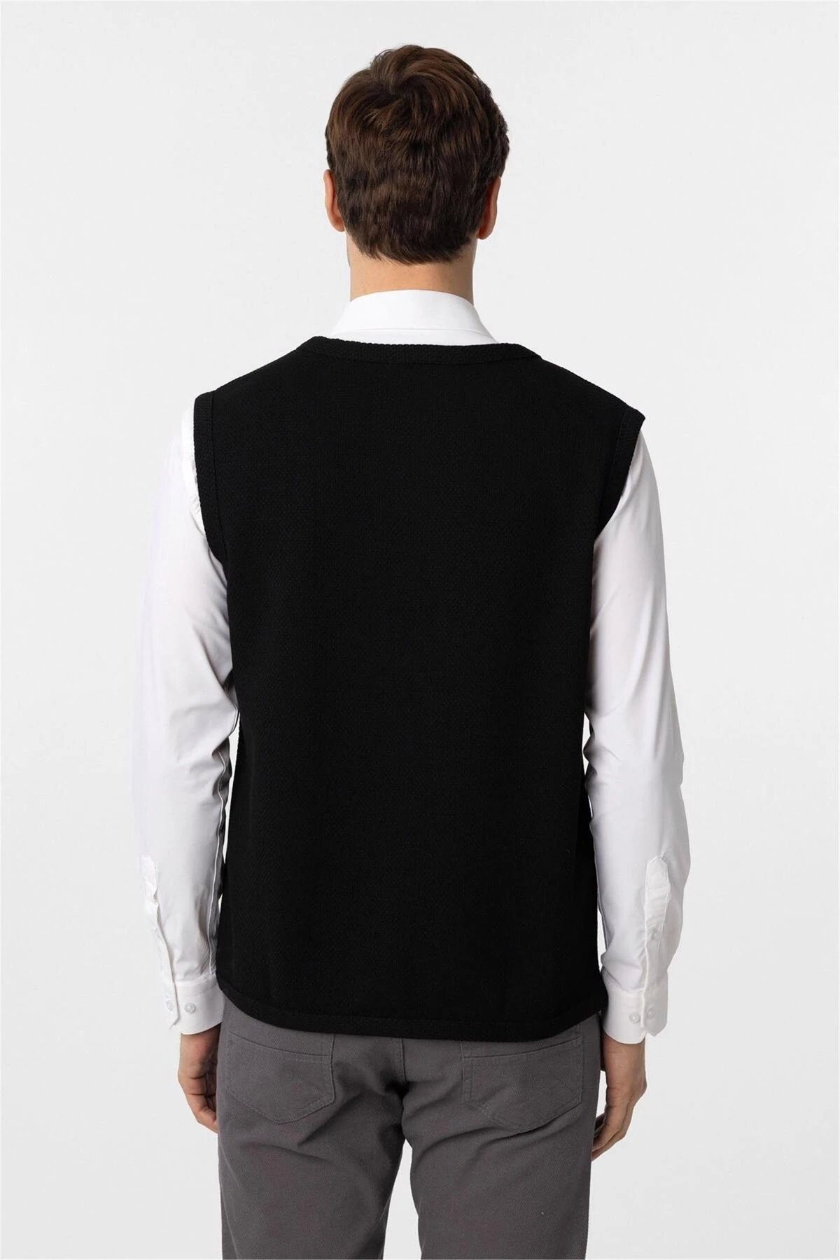 Regular Kalıp Kapitone Desenli V Yaka Yelek