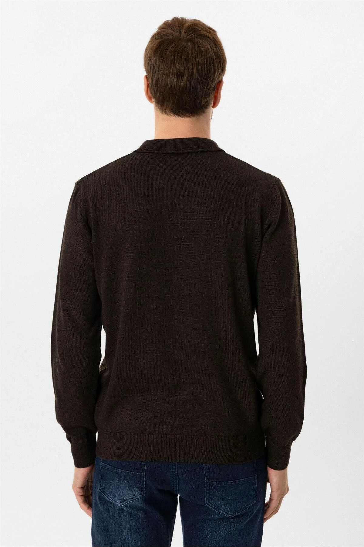 Antrasit Regular Armürlü Polo Yaka Triko