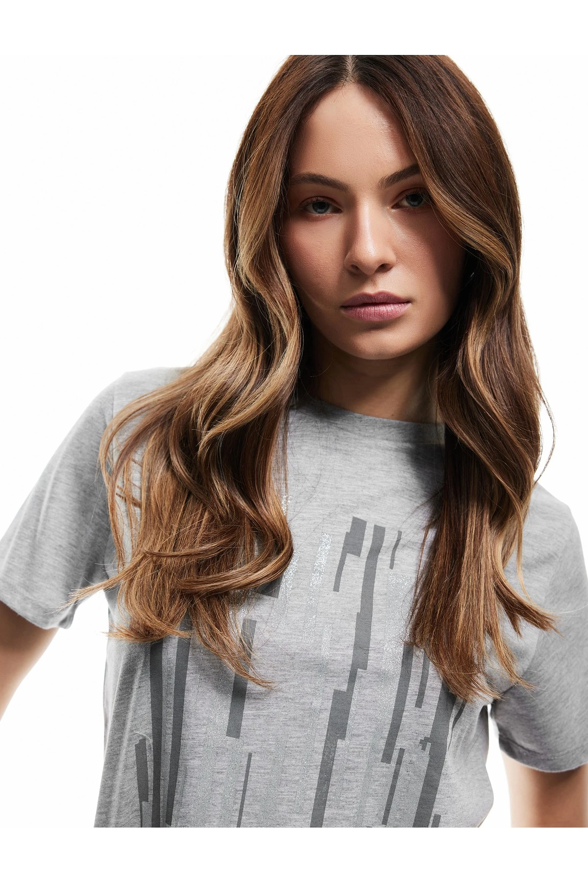 Bisiklet Yaka Kısa Kollu Grafik Baskılı Tişört