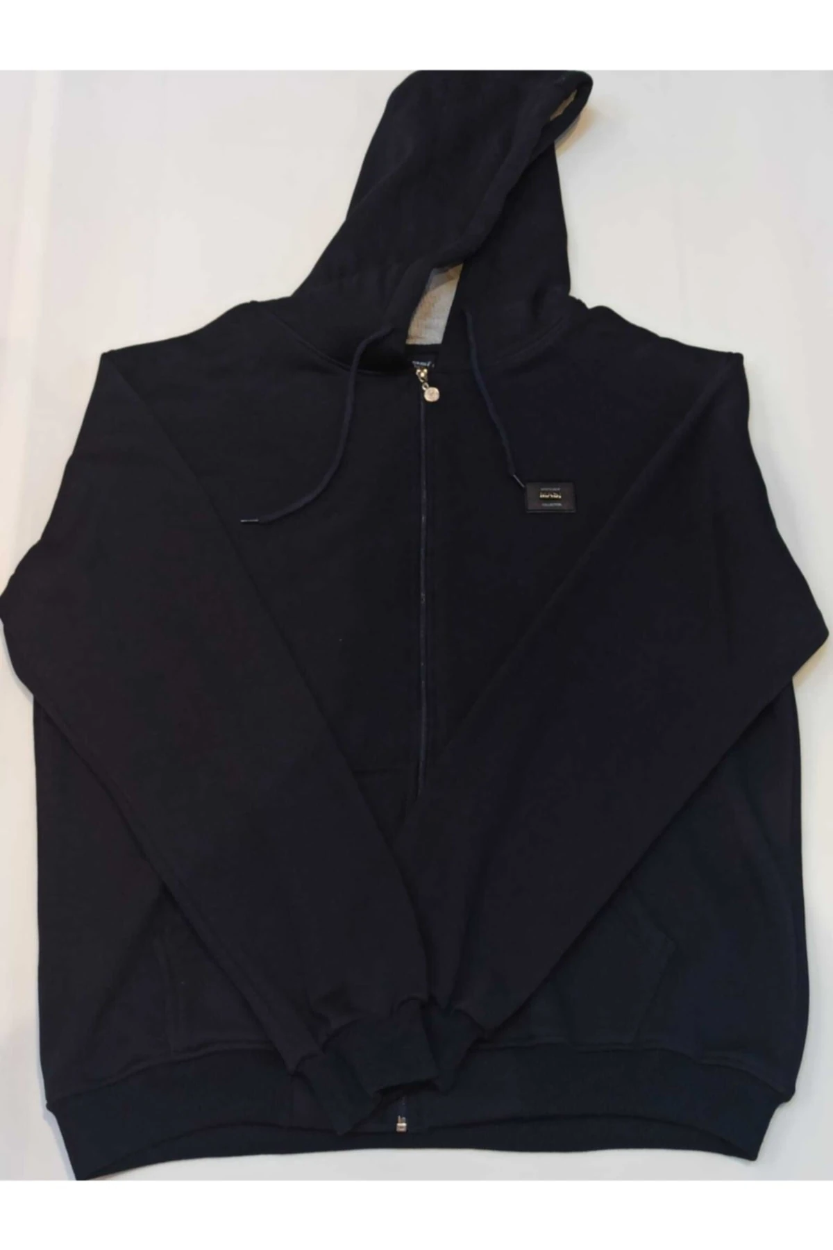 Massi Unisex Siyah Büyük Beden Içi Kalın Yumuşak Kapşonlu Fermuarlı Polar Hırka