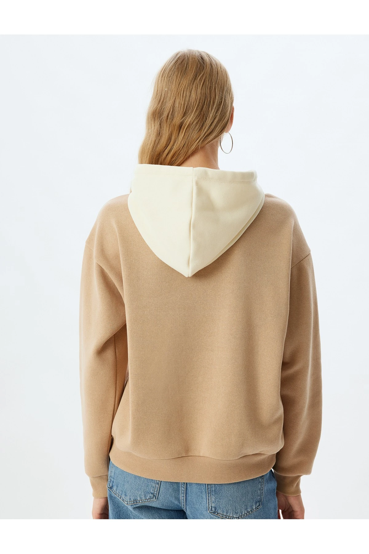 Şardonlu Kolej Sweatshirt Kapüşonlu Baskılı Kanguru Cepli Rahat Kalıp