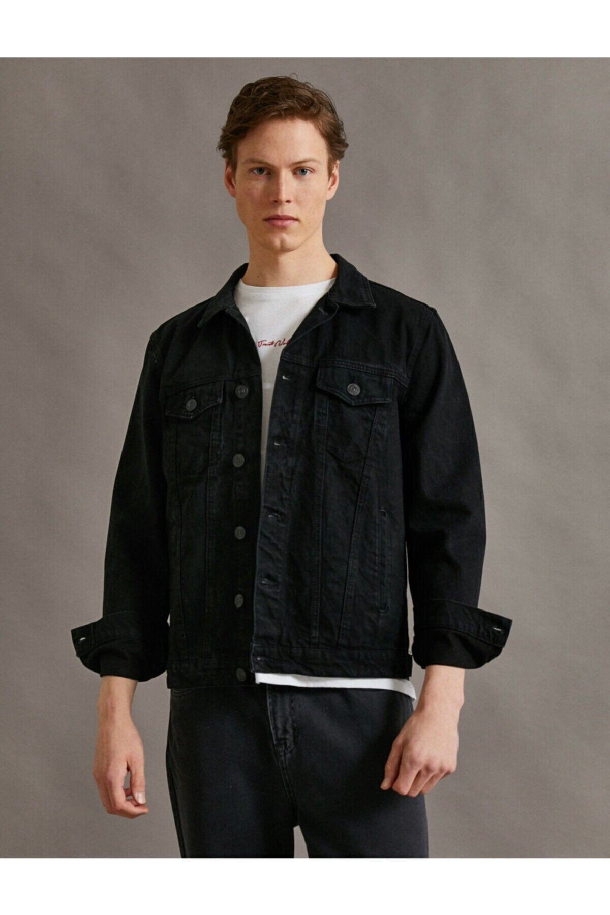 3wam50004bd Erkek Jean Ceket Siyah