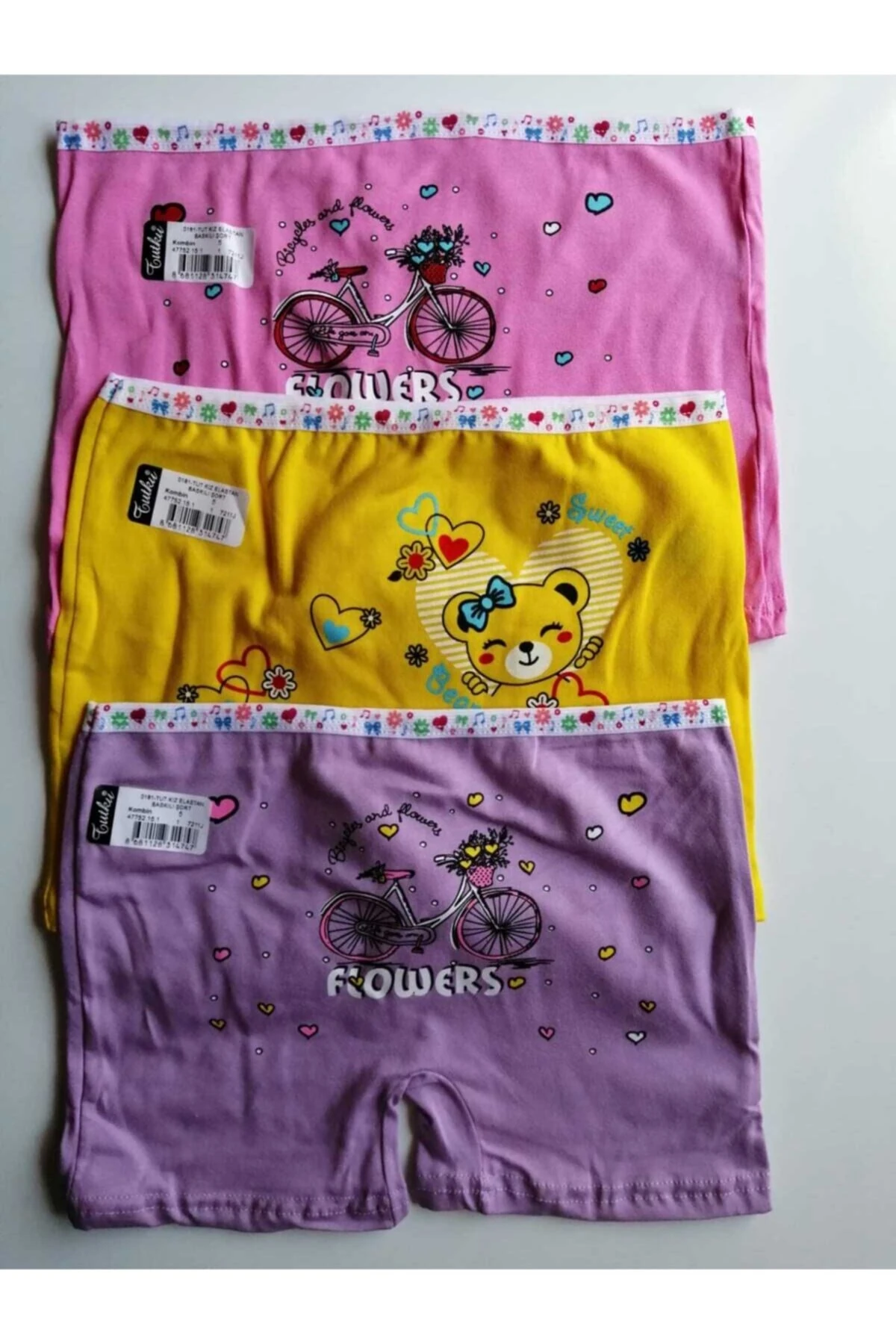 Kız Çocuk Karışık Renk Boxer 3 Lü
