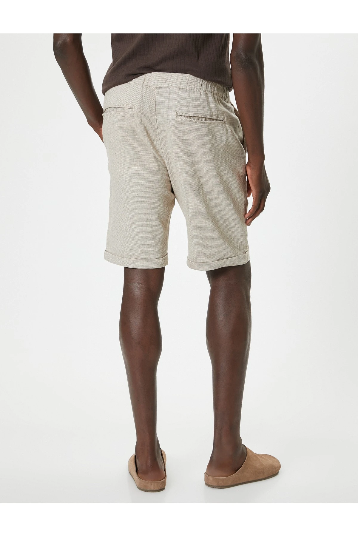 Bermuda Şort Cep Detaylı Keten Karışımlı